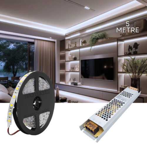 5 Metre Beyaz Led Işık Seti Gizli Tavan Işık Bandı Aydınlatma Ev Oda Salon TV Ünitesi Mutfak