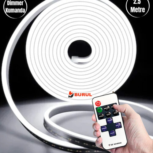 SB-6538 2.5 Metre Beyaz Işık Esnek Neon Led Şerit Dimmer Kumandalı Dekoratif Aydınlatma Seti