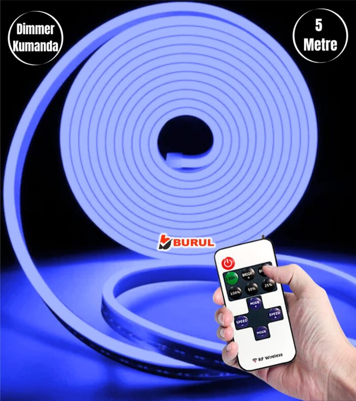 SB-6537 5 Metre Mavi Işık Esnek Neon Led Şerit Dimmer Kumandalı Dekoratif Aydınlatma Seti