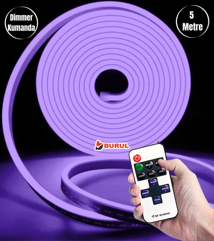 SB-6537 5 Metre Mor Işık Esnek Neon Led Şerit Dimmer Kumandalı Dekoratif Aydınlatma Seti