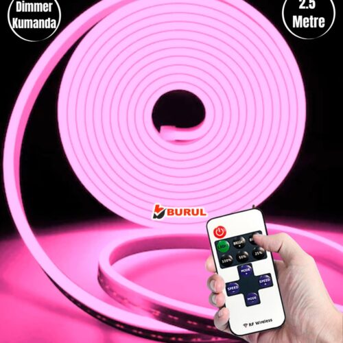 SB-6538 2.5 Metre Pembe Işık Esnek Neon Led Şerit Dimmer Kumandalı Dekoratif Aydınlatma Seti
