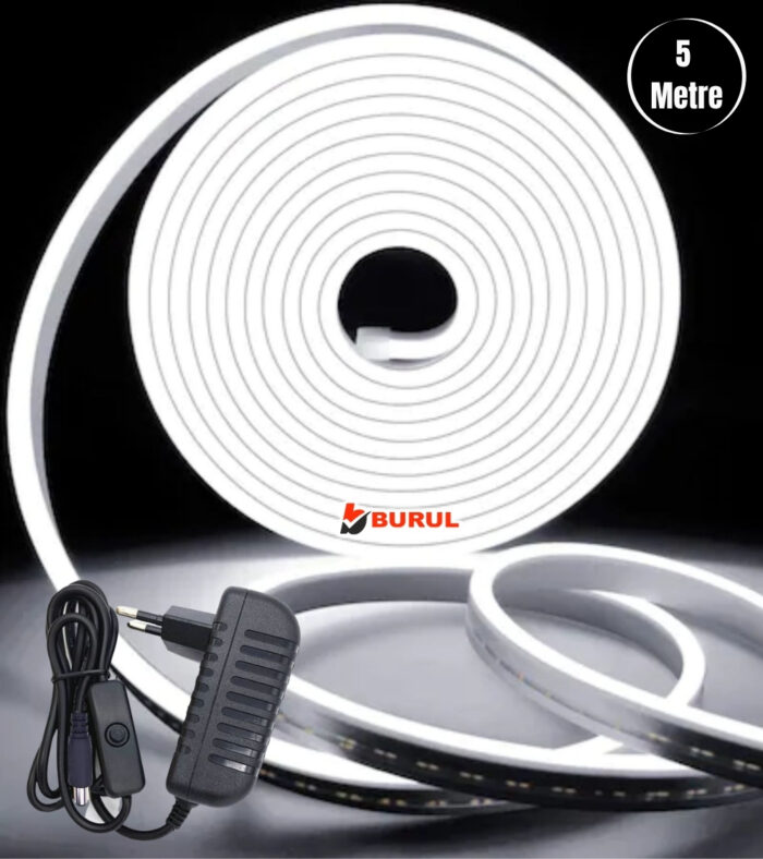 SB-6536 2.5 Metre Beyaz Işık Esnek Neon Led Şerit Butonlu Dekoratif Aydınlatma Seti