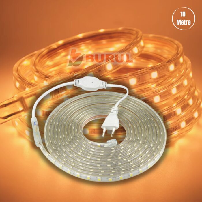 SB-6522 10 Metre Amber Işık Hortum Şerit Led Dış Ortam Aydınlatma 220v Fişli