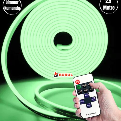 SB-6538 2.5 Metre Yeşil Işık Esnek Neon Led Şerit Dimmer Kumandalı Dekoratif Aydınlatma Seti