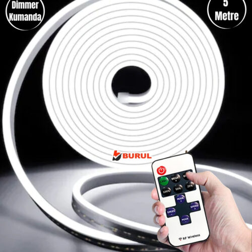 SB-6537 5 Metre Beyaz Işık Esnek Neon Led Şerit Dimmer Kumandalı Dekoratif Aydınlatma Seti