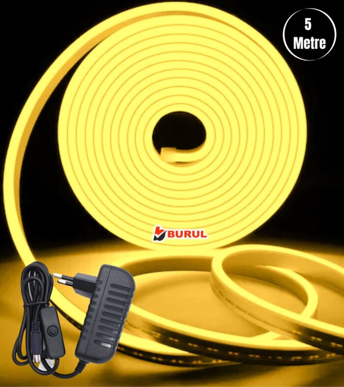 SB-6535 5 Metre Sarı Işık Esnek Neon Led Şerit Butonlu Dekoratif Aydınlatma Seti