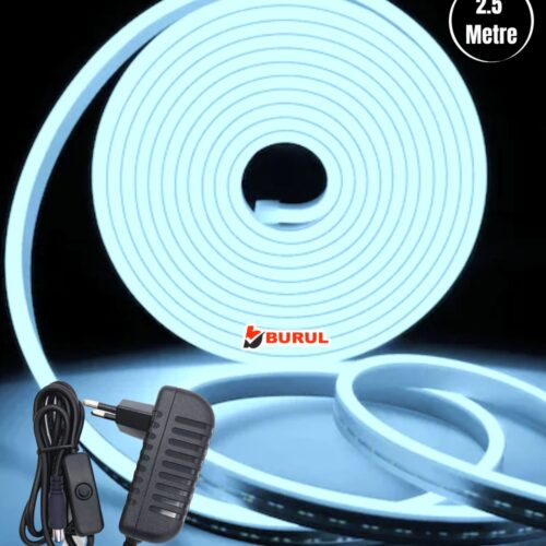 SB-6536 2.5 Metre Buz Mavisi Işık Esnek Neon Led Şerit Butonlu Dekoratif Aydınlatma Seti