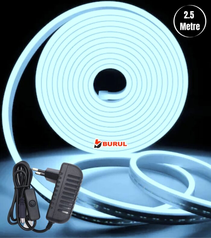 SB-6536 2.5 Metre Buz Mavisi Işık Esnek Neon Led Şerit Butonlu Dekoratif Aydınlatma Seti
