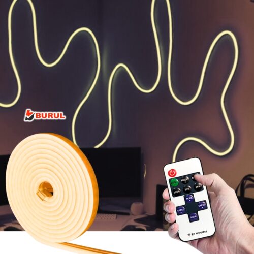SB-6512 2.5 Metre Amber Işık Metre Esnek Neon Led Şerit Işık Dimmer Kumandalı Dekoratif Aydınlatma Seti