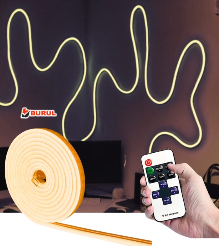 SB-6512 5 Metre Amber Işık Metre Esnek Neon Led Şerit Işık Dimmer Kumandalı Dekoratif Aydınlatma Seti