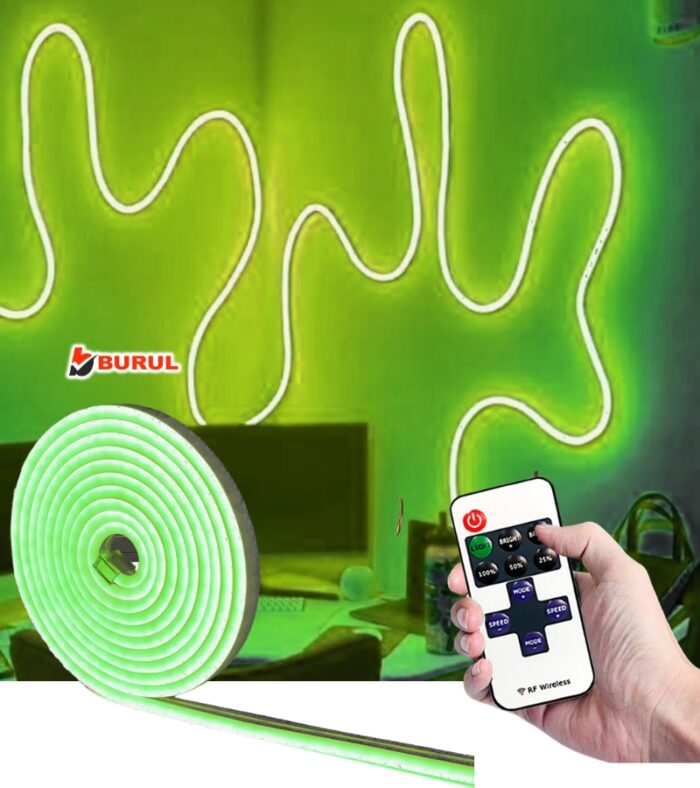 SB-6512 5 Metre Yeşil Işık Metre Esnek Neon Led Şerit Işık Dimmer Kumandalı Dekoratif Aydınlatma Seti