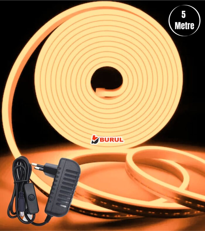 SB-6535 5 Metre Amber Işık Esnek Neon Led Şerit Butonlu Dekoratif Aydınlatma Seti