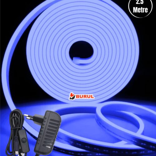 SB-6536 2.5 Metre Mavi Işık Esnek Neon Led Şerit Butonlu Dekoratif Aydınlatma Seti