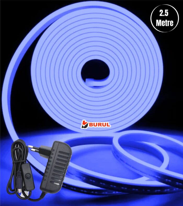 SB-6536 2.5 Metre Mavi Işık Esnek Neon Led Şerit Butonlu Dekoratif Aydınlatma Seti
