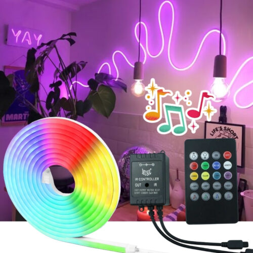 SB-6505 2.5 Metre 8 Renk Sese Duyarlı Renk Değiştiren RGB Neon Led Şerit Işık Seti