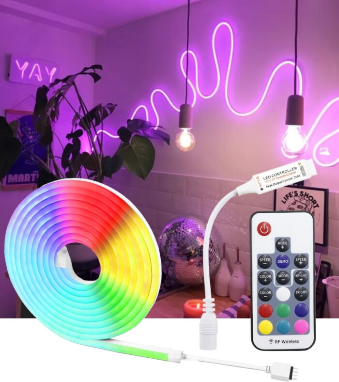 SB-6506 2.5 Metre 20 Renk RF Kumandalı Renk Değiştiren RGB Neon Led Şerit Işık Seti
