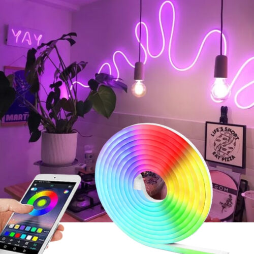 SB-6507 2.5 Metre 256 Renk Bluetooth Kontrol Renk Değiştiren RGB Neon Led Şerit Işık Seti