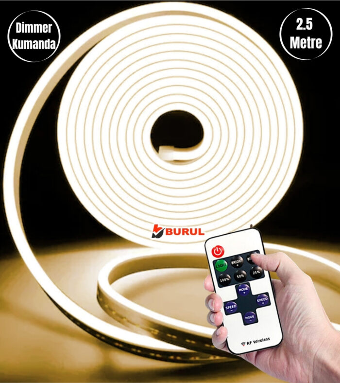 SB-6538 2.5 Metre Gün Işığı Esnek Neon Led Şerit Dimmer Kumandalı Dekoratif Aydınlatma Seti