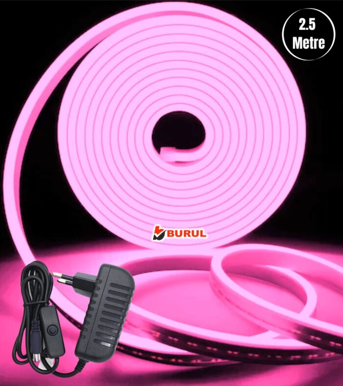SB-6536 2.5 Metre Pembe Işık Esnek Neon Led Şerit Butonlu Dekoratif Aydınlatma Seti