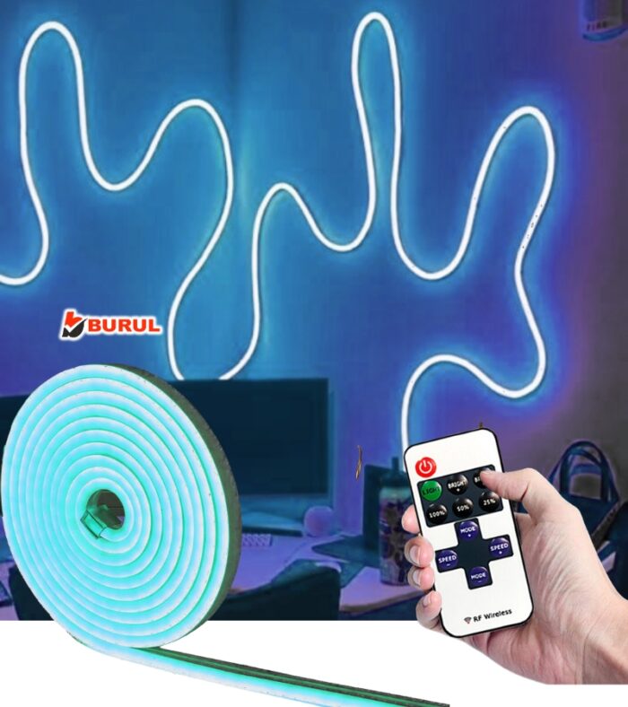 SB-6512 5 Metre Buz Mavisi Işık Metre Esnek Neon Led Şerit Işık Dimmer Kumandalı Dekoratif Aydınlatma Seti