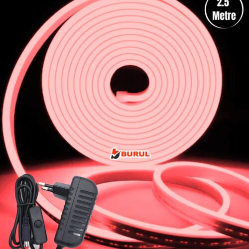 SB-6536 2.5 Metre Kırmızı Işık Esnek Neon Led Şerit Butonlu Dekoratif Aydınlatma Seti