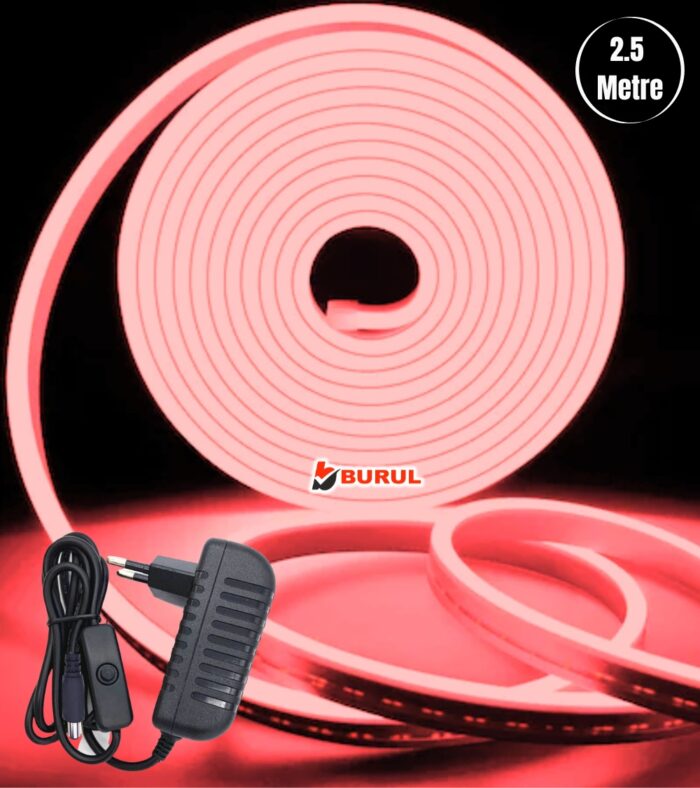 SB-6536 2.5 Metre Kırmızı Işık Esnek Neon Led Şerit Butonlu Dekoratif Aydınlatma Seti