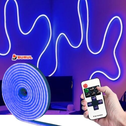 SB-6512 5 Metre Mavi Işık Metre Esnek Neon Led Şerit Işık Dimmer Kumandalı Dekoratif Aydınlatma Seti