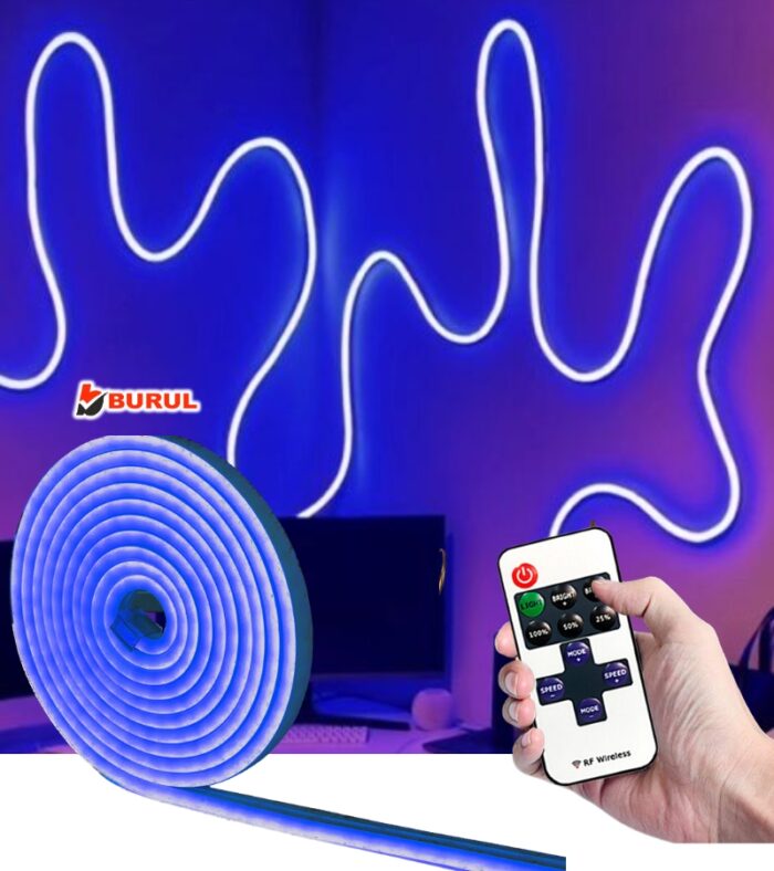 SB-6512 5 Metre Mavi Işık Metre Esnek Neon Led Şerit Işık Dimmer Kumandalı Dekoratif Aydınlatma Seti
