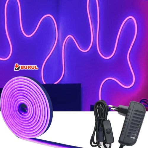 SB-6503 2.5 Metre Mor Işık Metre Esnek Neon Led Şerit Işık Butonlu Dekoratif Aydınlatma Seti