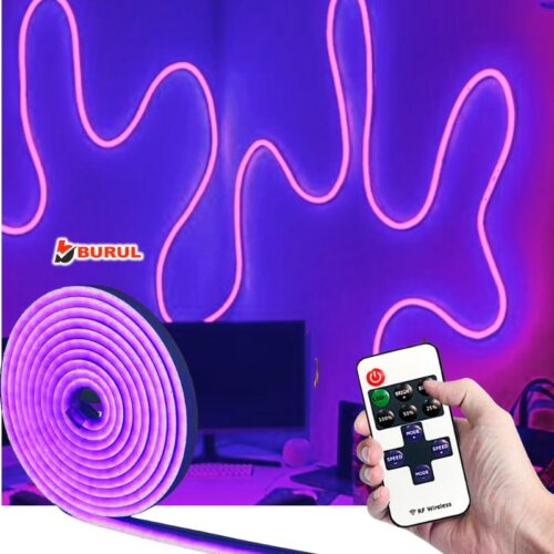SB-6512 5 Metre Mor Işık Metre Esnek Neon Led Şerit Işık Dimmer Kumandalı Dekoratif Aydınlatma Seti