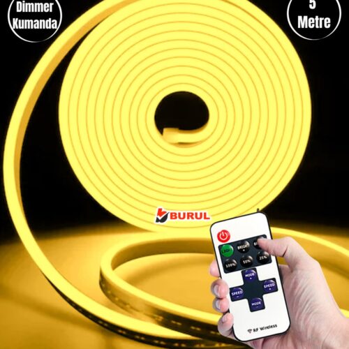 SB-6537 5 Metre Sarı Işık Esnek Neon Led Şerit Dimmer Kumandalı Dekoratif Aydınlatma Seti
