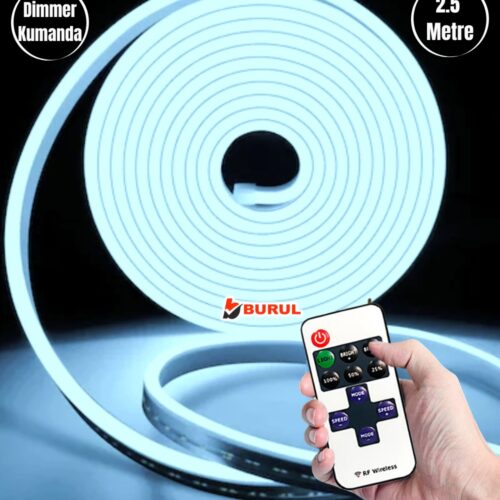SB-6538 2.5 Metre Buz Mavisi Işık Esnek Neon Led Şerit  Dimmer Kumandalı Dekoratif Aydınlatma Seti