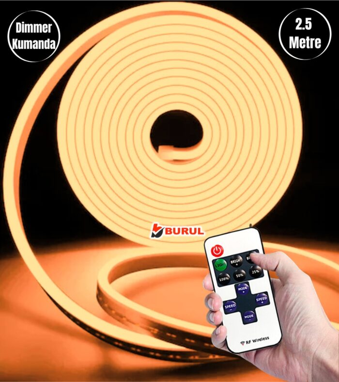 SB-6538 2.5 Metre Amber Işık Esnek Neon Led Şerit Dimmer Kumandalı Dekoratif Aydınlatma Seti