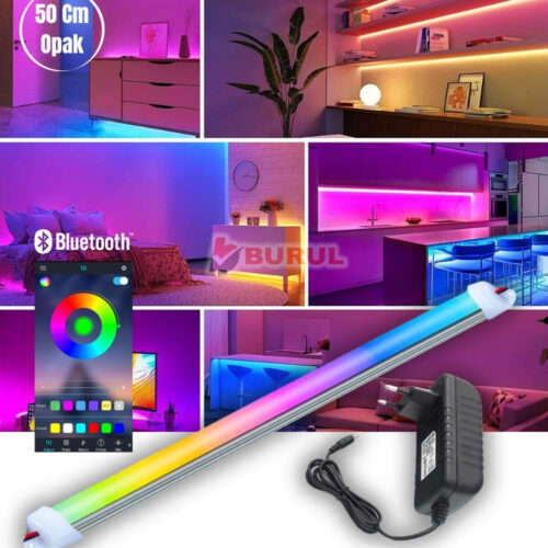 SB-6543 50 Cm Opak 256 Renk Bluetooth Kontrol RGB Çubuk Şerit Led Renk Değiştiren Led Işık